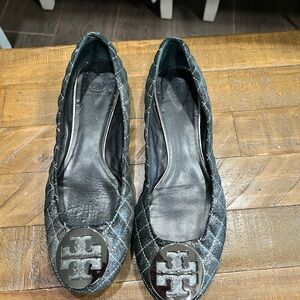 Tory Burch Black Quilted Ballet Flats
